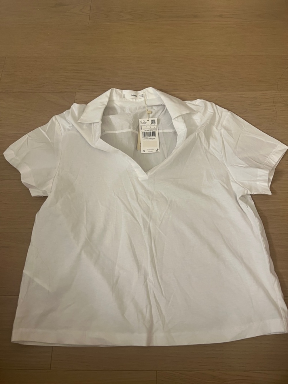 NWT mango white collar tshirt size S 100% cotton oversized fit